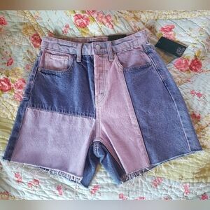Wild Fable super high rise cutoff jean shorts retro patchwork size 0 recycled!